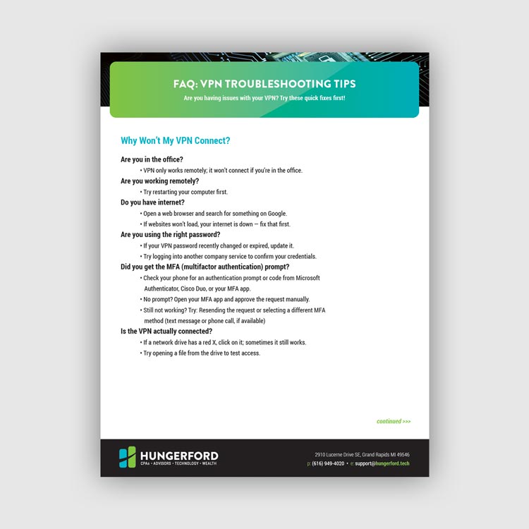VPN Troubleshooting Tips Hungerford Managed Services