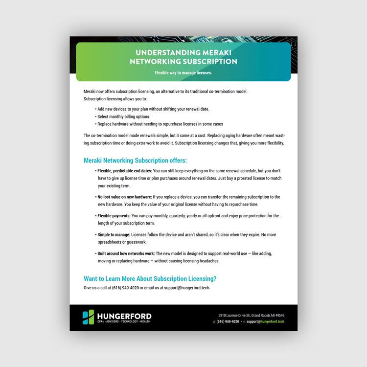 Meraki Networking Subscription Hungerford Managed Services